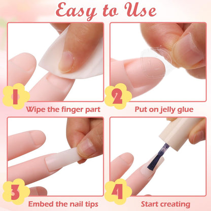 Zhaoyao Flexible Bendable Nail Practice Hand for Acrylic Nails - Silicone Manicure Training Kit with 100 Nail Tips & 192 Jelly Glues for Beginners