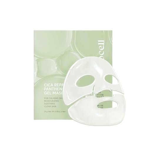 AROCELL Cica Hydrogel PDRN Mask 4 Facial Sheet - Cooling Soothing Calming Sensitive Skin Korean Skincare with Panthenol & Centella Asiatica (25g x 4) Avelisse