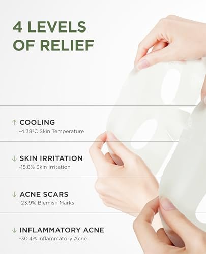 AROCELL Cica Hydrogel PDRN Mask 4 Facial Sheet - Cooling Soothing Calming Sensitive Skin Korean Skincare with Panthenol & Centella Asiatica (25g x 4) Avelisse