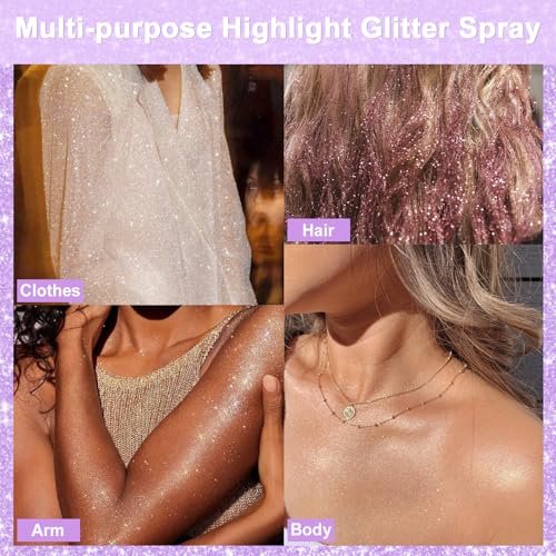 Yosca Body Glitter Spray - 80ML Holographic Silver Glitter Hairspray, Quick-Drying Long-Lasting Shiny Glitter Spray for Body, Hair, Sparkling Makeup, Festival, Concert, Party, Clothes, Rave Accessories - görsel 10