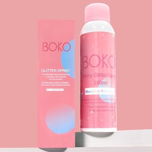 Boko Body Glitter Spray - 200ML Holographic Silver Glitter Spray for Body, Hair & Clothes - Long-Lasting Shimmer for Festivals, Parties, Concerts & Pride Makeup - Rave Accessories - görsel 16