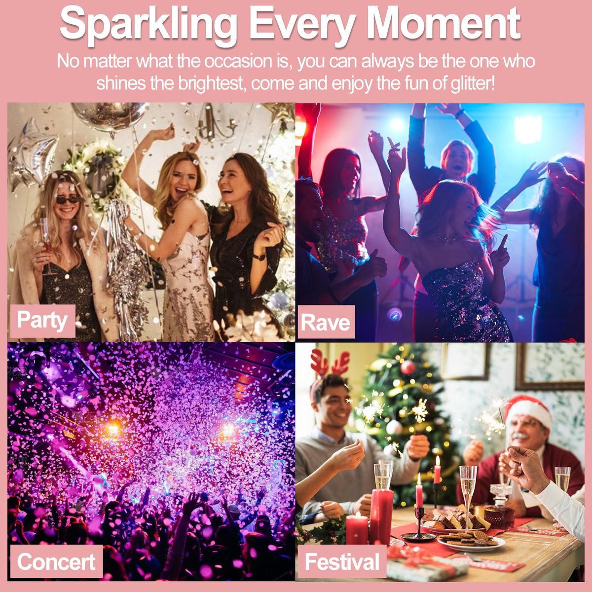 Boko Body Glitter Spray - 200ML Holographic Silver Glitter Spray for Body, Hair & Clothes - Long-Lasting Shimmer for Festivals, Parties, Concerts & Pride Makeup - Rave Accessories - görsel 11