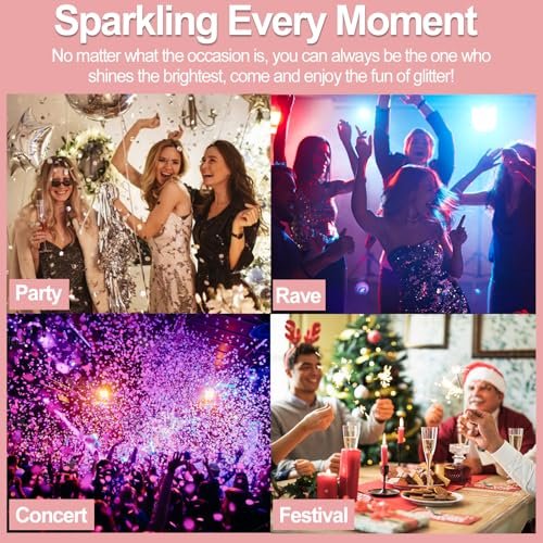 Boko Body Glitter Spray - 200ML Holographic Silver Glitter Spray for Body, Hair & Clothes - Long-Lasting Shimmer for Festivals, Parties, Concerts & Pride Makeup - Rave Accessories - görsel 12