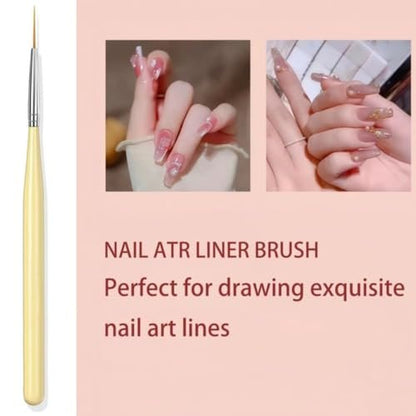 Faiteary 6-Piece Nail Art Brushes Set - Professional Nail Design Painting Brushes with Liner, Extension Gel Brush, Builder Gel Brush & Dotting Tool for DIY Nail Art