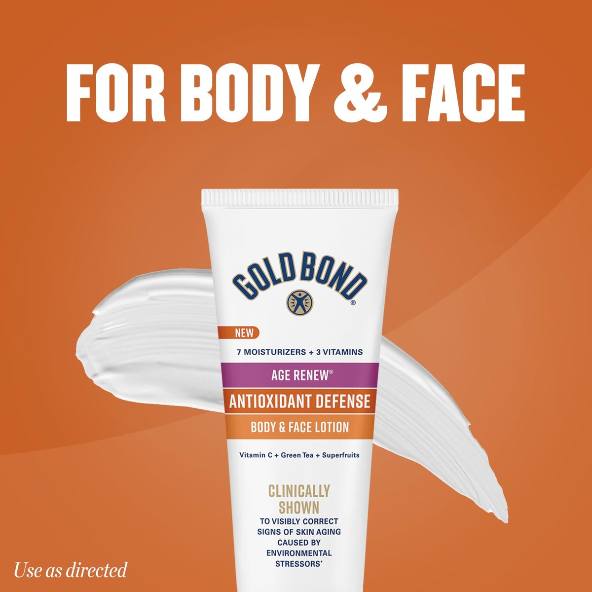 Gold Bond Age Renew Antioxidant Defense Body & Face Lotion, Brightens, Smooths & Evens Skin Tone, Nongreasy Moisturizer With Vitamin C, Superfruits & Green Tea, 8 oz Avelisse