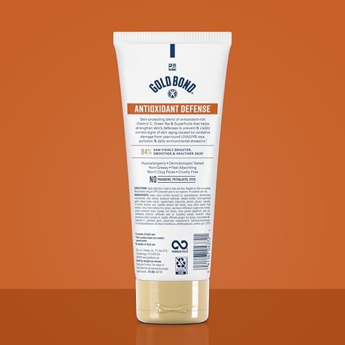 Gold Bond Age Renew Antioxidant Defense Body & Face Lotion, Brightens, Smooths & Evens Skin Tone, Nongreasy Moisturizer With Vitamin C, Superfruits & Green Tea, 8 oz Avelisse