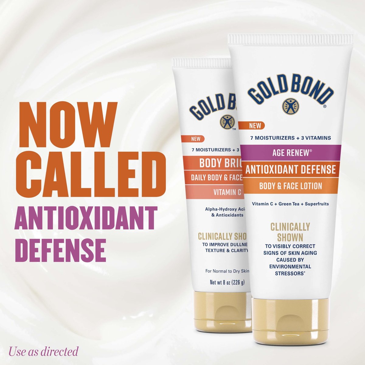 Gold Bond Age Renew Antioxidant Defense Body & Face Lotion, Brightens, Smooths & Evens Skin Tone, Nongreasy Moisturizer With Vitamin C, Superfruits & Green Tea, 8 oz Avelisse