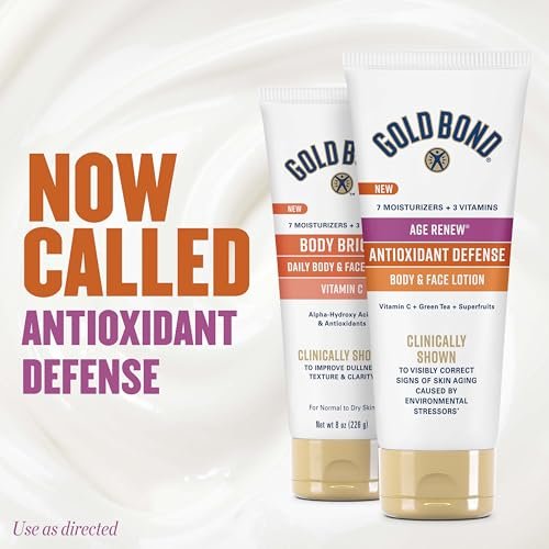 Gold Bond Age Renew Antioxidant Defense Body & Face Lotion, Brightens, Smooths & Evens Skin Tone, Nongreasy Moisturizer With Vitamin C, Superfruits & Green Tea, 8 oz Avelisse