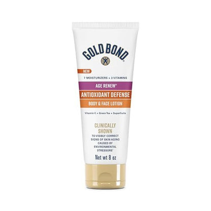 Gold Bond Age Renew Antioxidant Defense Body & Face Lotion, Brightens, Smooths & Evens Skin Tone, Nongreasy Moisturizer With Vitamin C, Superfruits & Green Tea, 8 oz Avelisse