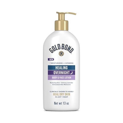 Gold Bond Healing Overnight Body & Face Lotion for Dry Skin, Nongreasy Moisturizer with Hyaluronic Acid, Aloe & Melatonin, 13 oz - görsel 1