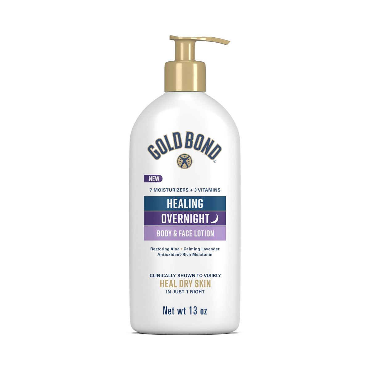 Gold Bond Healing Overnight Body & Face Lotion for Dry Skin, Nongreasy Moisturizer with Hyaluronic Acid, Aloe & Melatonin, 13 oz - görsel 2