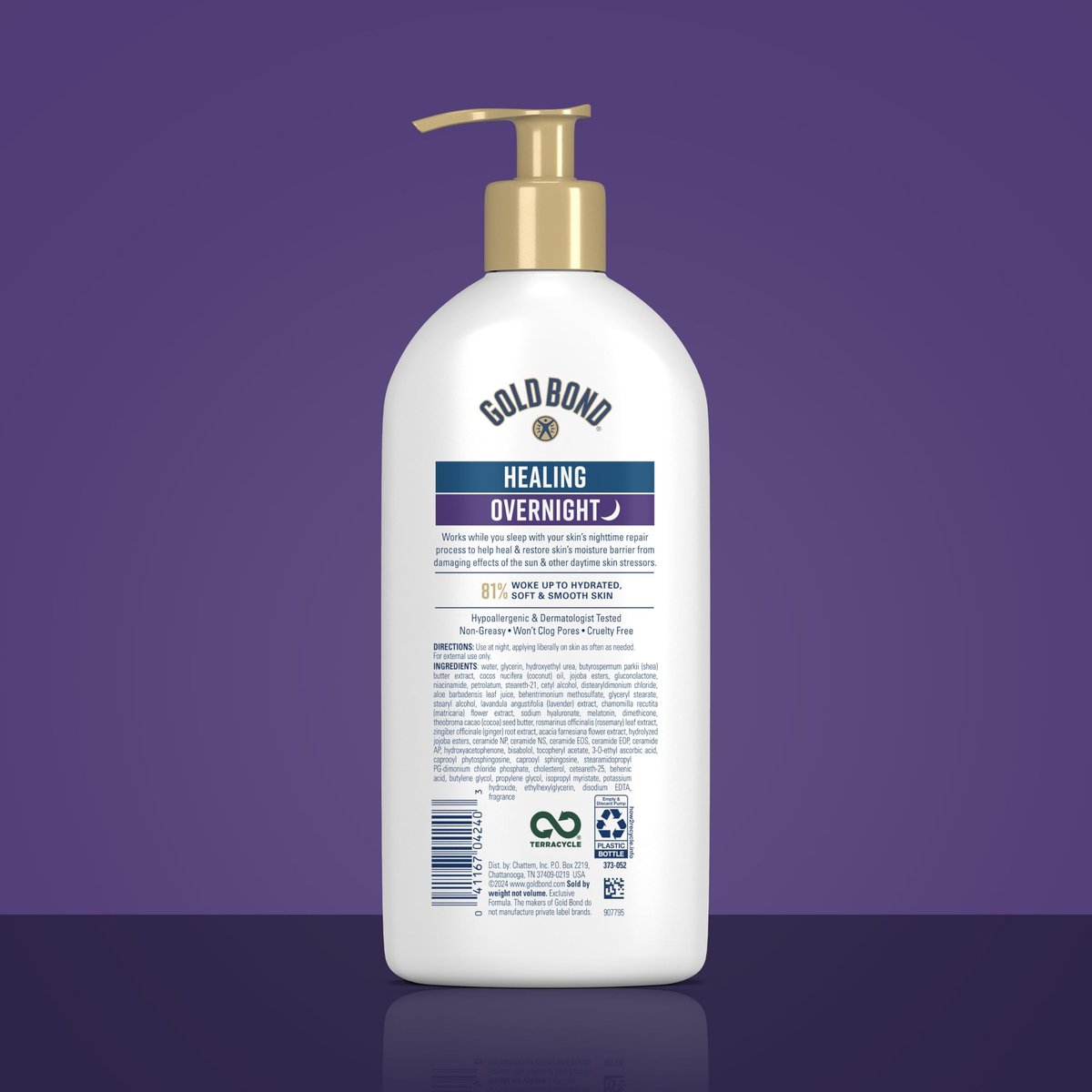Gold Bond Healing Overnight Body & Face Lotion for Dry Skin, Nongreasy Moisturizer with Hyaluronic Acid, Aloe & Melatonin, 13 oz - görsel 6