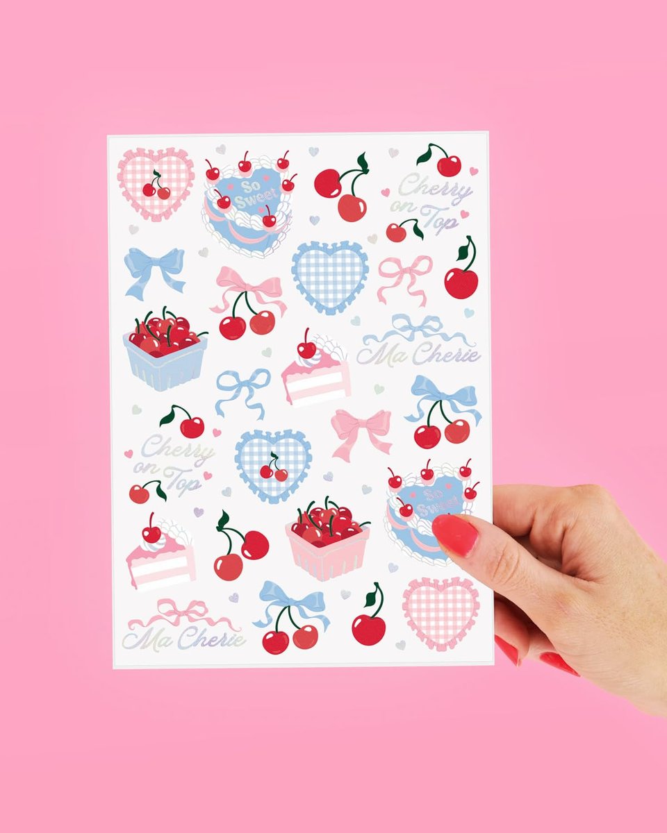 xo, Fetti Cherry Temporary Tattoos - 50 Iridescent Foil Pieces for Baby Showers, Bachelorette Parties, Birthday Decor, and Kids Picnic Tablescapes - görsel 10