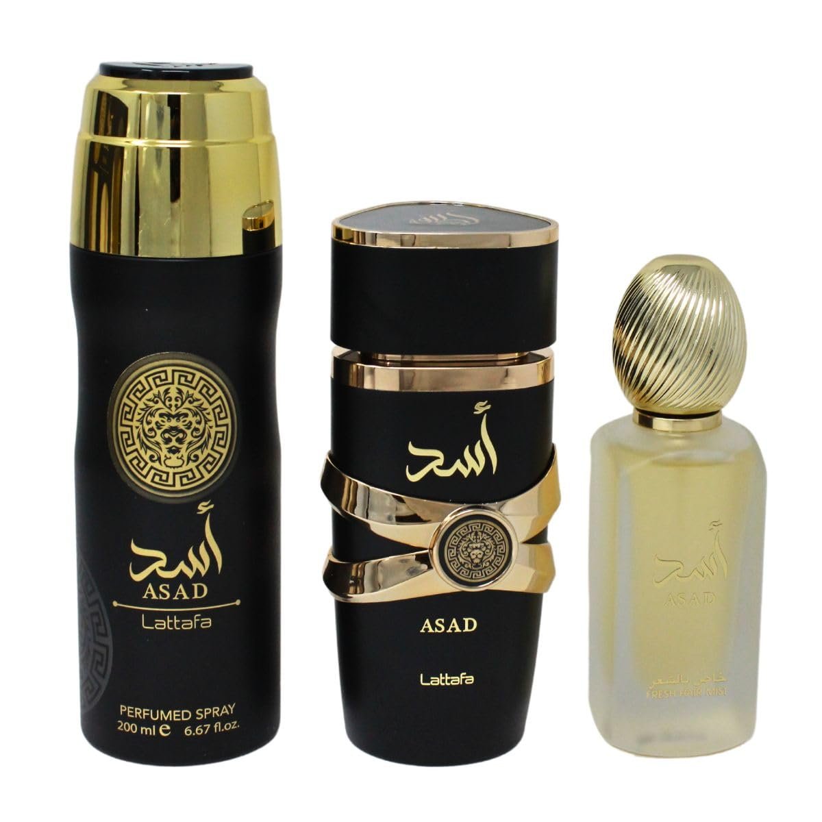 Lattafa Asad Eau de Parfum 3.4 oz + Hair Mist 1.7 oz + Body Spray 6.7 oz - Luxury Fragrance Set - görsel 3