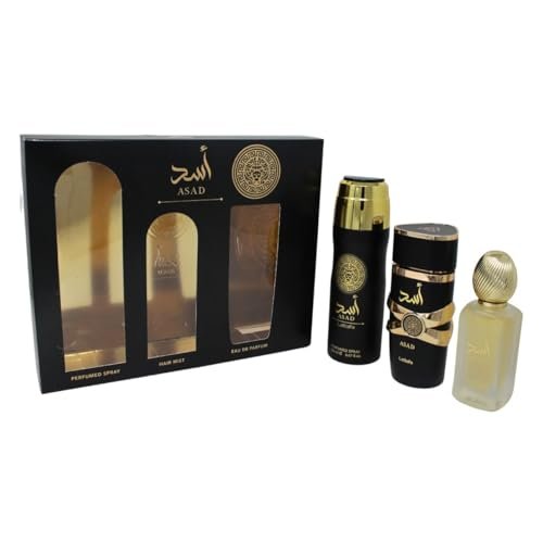 Lattafa Asad Eau de Parfum 3.4 oz + Hair Mist 1.7 oz + Body Spray 6.7 oz - Luxury Fragrance Set - görsel 8