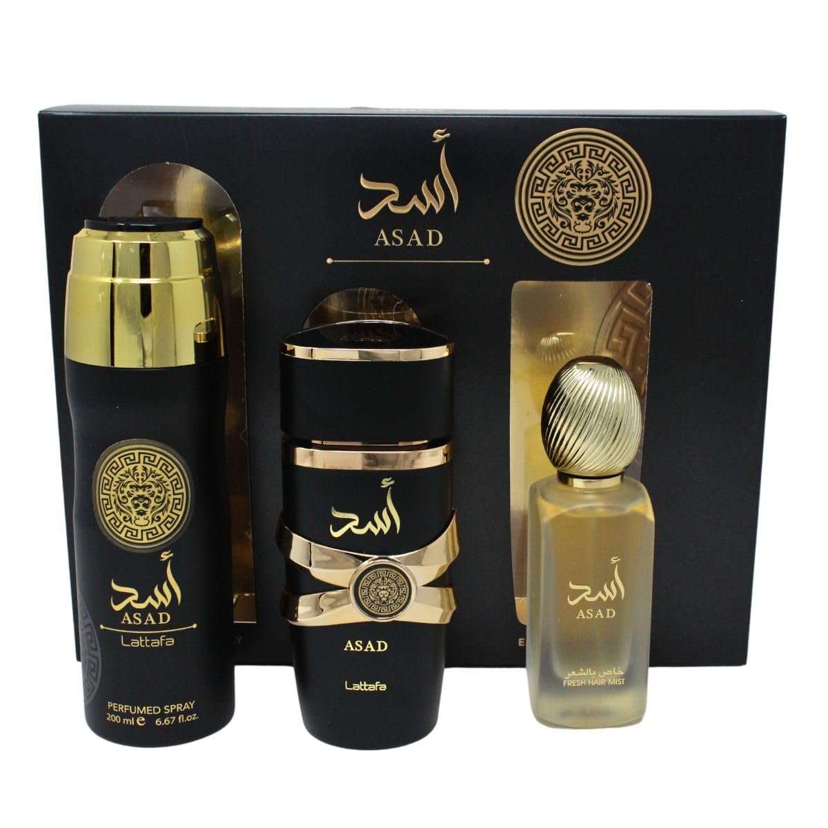 Lattafa Asad Eau de Parfum 3.4 oz + Hair Mist 1.7 oz + Body Spray 6.7 oz - Luxury Fragrance Set - görsel 5