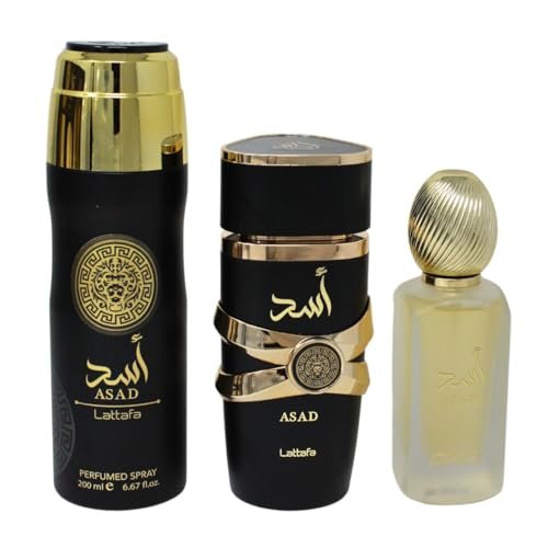 Lattafa Asad Eau de Parfum 3.4 oz + Hair Mist 1.7 oz + Body Spray 6.7 oz - Luxury Fragrance Set - görsel 4