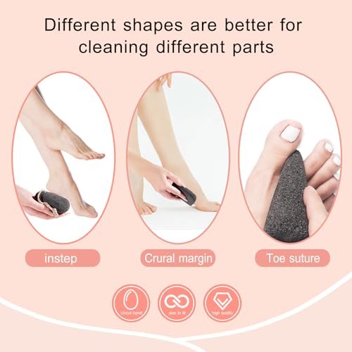SAMEBUTECO Natural Volcanic Pumice Stone for Feet - 3 Shapes Deep Clean Foot Scrubber, Dead Skin Remover, Black (Pack of 3) - görsel 6