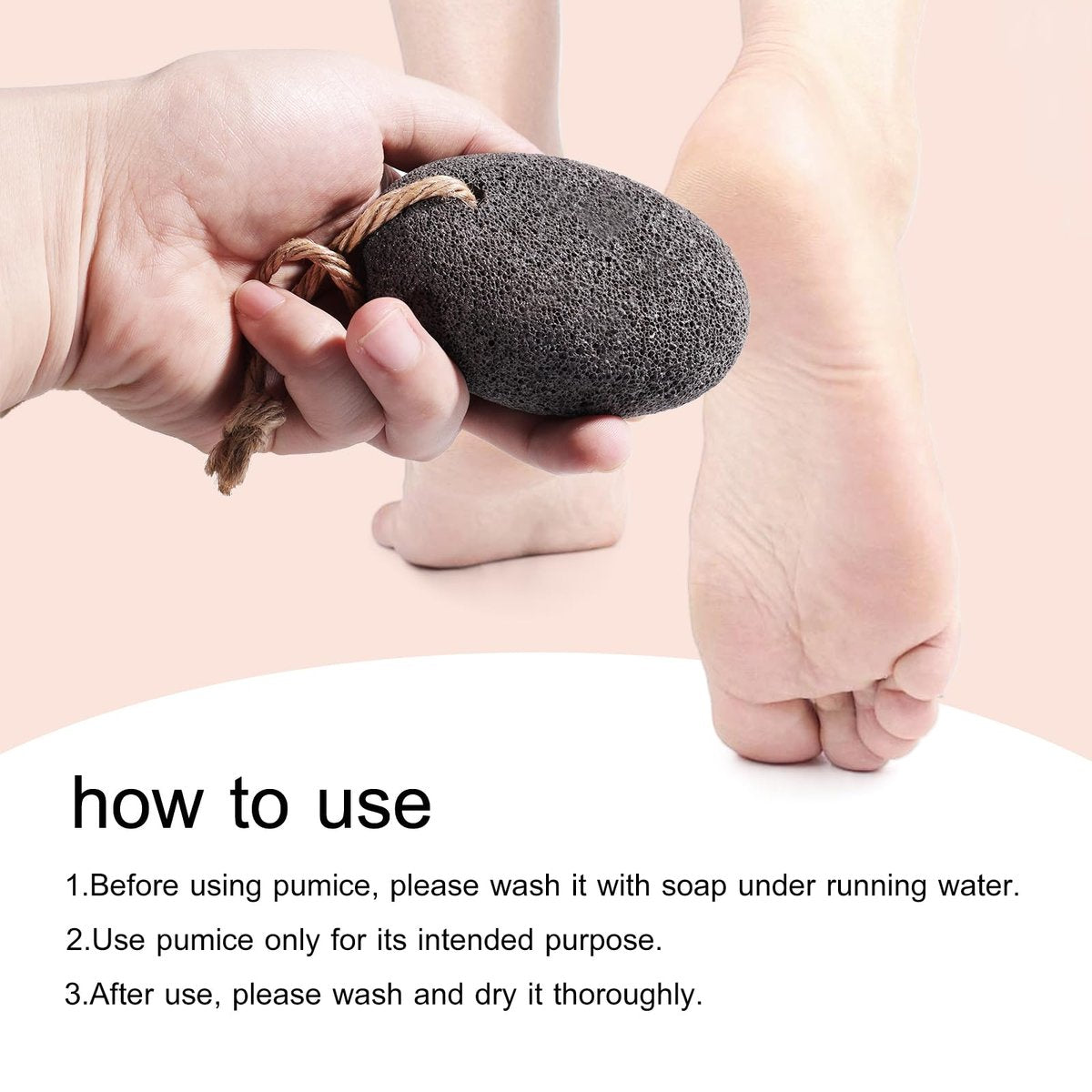 SAMEBUTECO Natural Volcanic Pumice Stone for Feet - 3 Shapes Deep Clean Foot Scrubber, Dead Skin Remover, Black (Pack of 3) - görsel 7