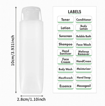 Guokoo 6 Pcs 1 oz Travel Size Toiletries Refillable Travel Bottles, Squeeze Travel Toiletry Bottles with Labels for Toiletry Makeup Travel Containers