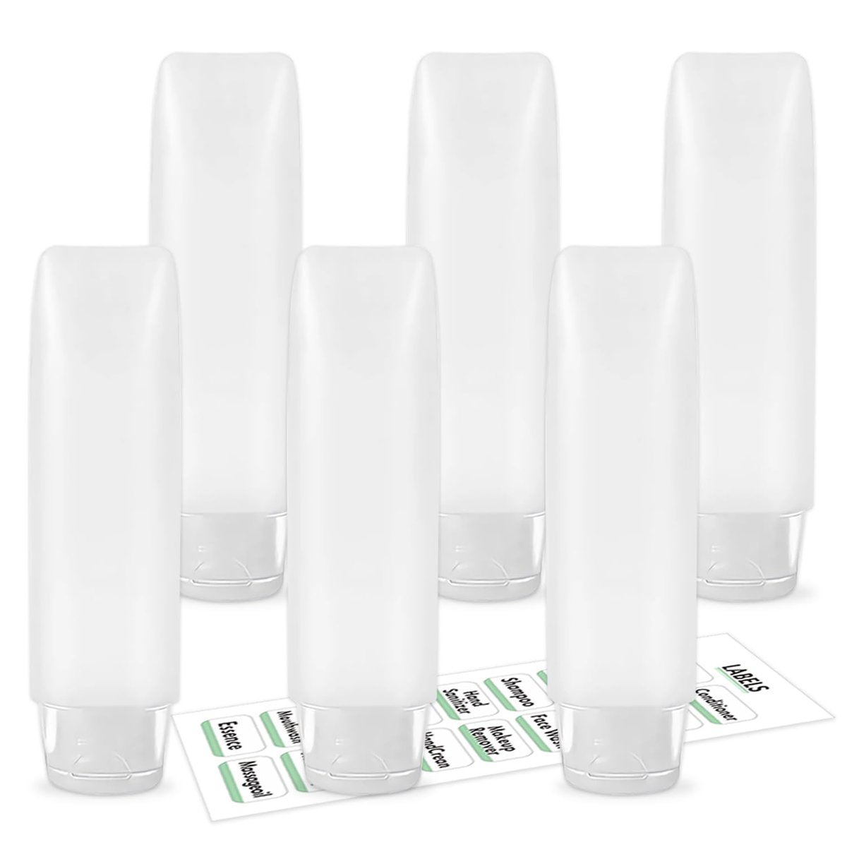 Guokoo 6 Pcs 1 oz Travel Size Toiletries Refillable Travel Bottles, Squeeze Travel Toiletry Bottles with Labels for Toiletry Makeup Travel Containers - görsel 1