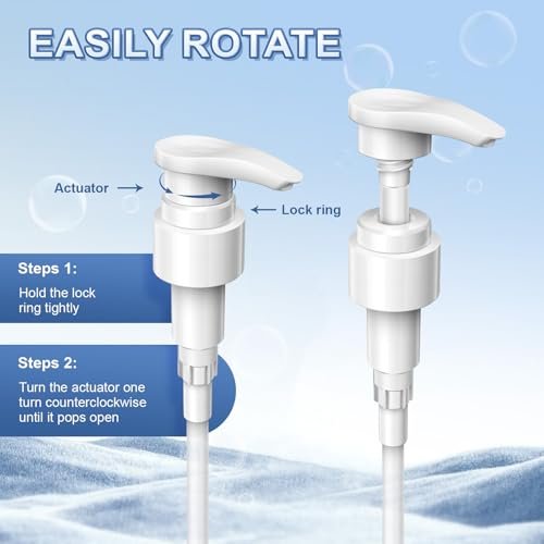 2-Pack Leak Proof Pump Dispenser for Shampoo & Conditioner - Extended Trimmable Tube, Fits 1-Inch Mouth Bottles Up to 33.8 oz - White by luuckeeys - görsel 4