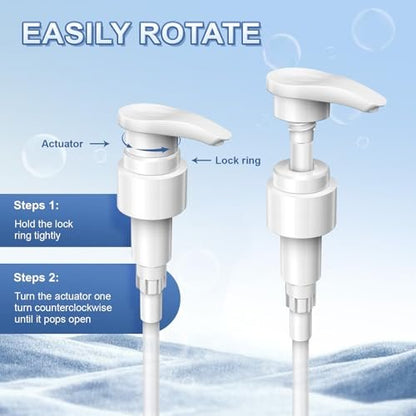2-Pack Leak Proof Pump Dispenser for Shampoo & Conditioner - Extended Trimmable Tube, Fits 1-Inch Mouth Bottles Up to 33.8 oz - White by luuckeeys