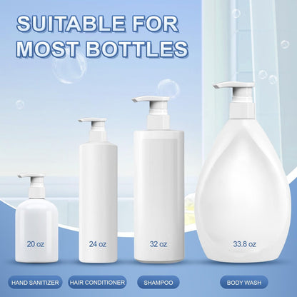 2-Pack Leak Proof Pump Dispenser for Shampoo & Conditioner - Extended Trimmable Tube, Fits 1-Inch Mouth Bottles Up to 33.8 oz - White by luuckeeys