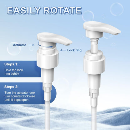 2-Pack Leak Proof Pump Dispenser for Shampoo & Conditioner - Extended Trimmable Tube, Fits 1-Inch Mouth Bottles Up to 33.8 oz - White by luuckeeys
