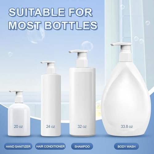 2-Pack Leak Proof Pump Dispenser for Shampoo & Conditioner - Extended Trimmable Tube, Fits 1-Inch Mouth Bottles Up to 33.8 oz - White by luuckeeys - görsel 8