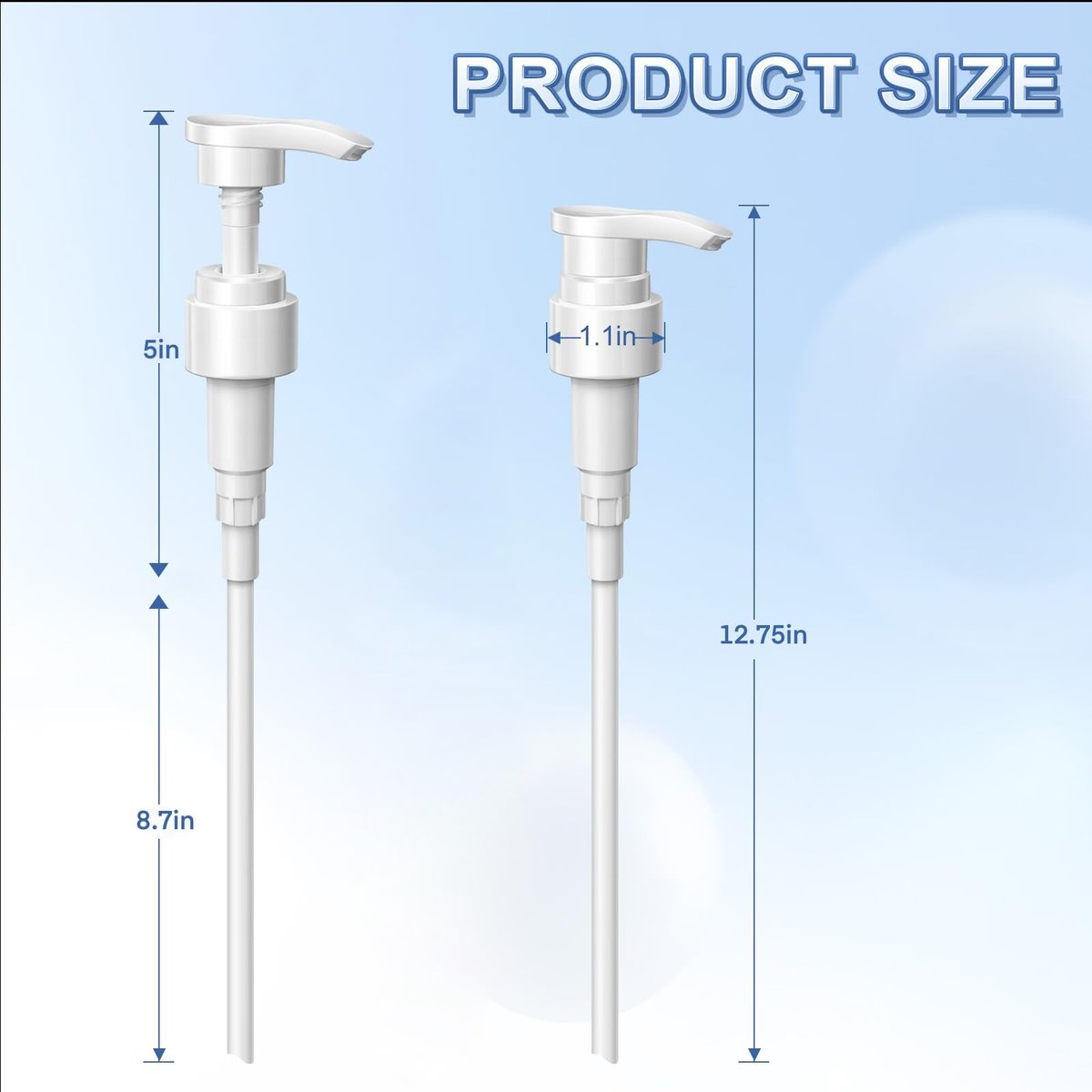 2-Pack Leak Proof Pump Dispenser for Shampoo & Conditioner - Extended Trimmable Tube, Fits 1-Inch Mouth Bottles Up to 33.8 oz - White by luuckeeys - görsel 5