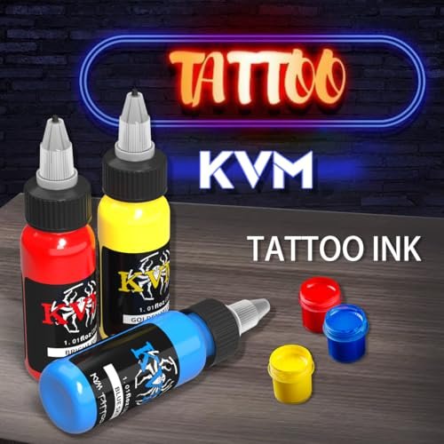 KVM Tattoo Ink Set 14 Pcs Colors 1oz (30ml) - Smooth Flow Tattoo Supply for Professional Studios Avelisse