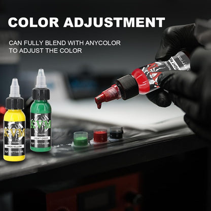 KVM Tattoo Ink Set 14 Pcs Colors 1oz (30ml) - Smooth Flow Tattoo Supply for Professional Studios Avelisse