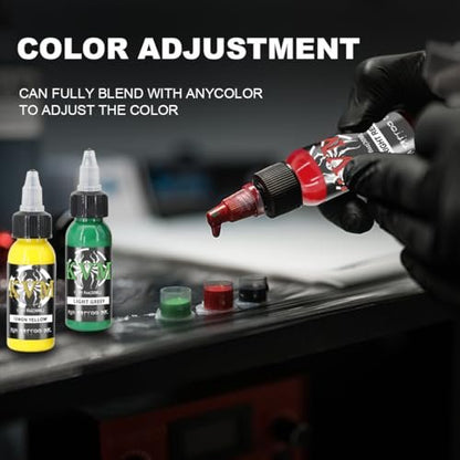KVM Tattoo Ink Set 14 Pcs Colors 1oz (30ml) - Smooth Flow Tattoo Supply for Professional Studios Avelisse