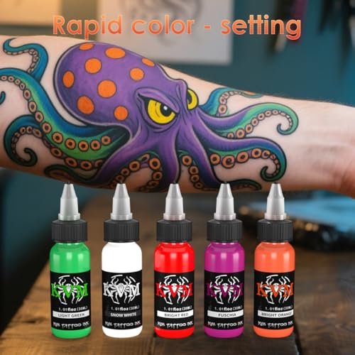 KVM Tattoo Ink Set 14 Pcs Colors 1oz (30ml) - Smooth Flow Tattoo Supply for Professional Studios Avelisse