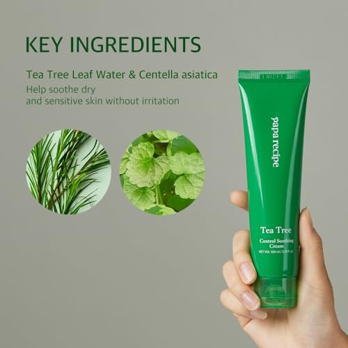 Papa Recipe Tea Tree Control Soothing Cream - Hydrating Face Moisturizer for Dry, Sensitive, Acne-Prone Skin - Oil Water Balance Care - Korean Face Cream 3.38 fl oz - görsel 6