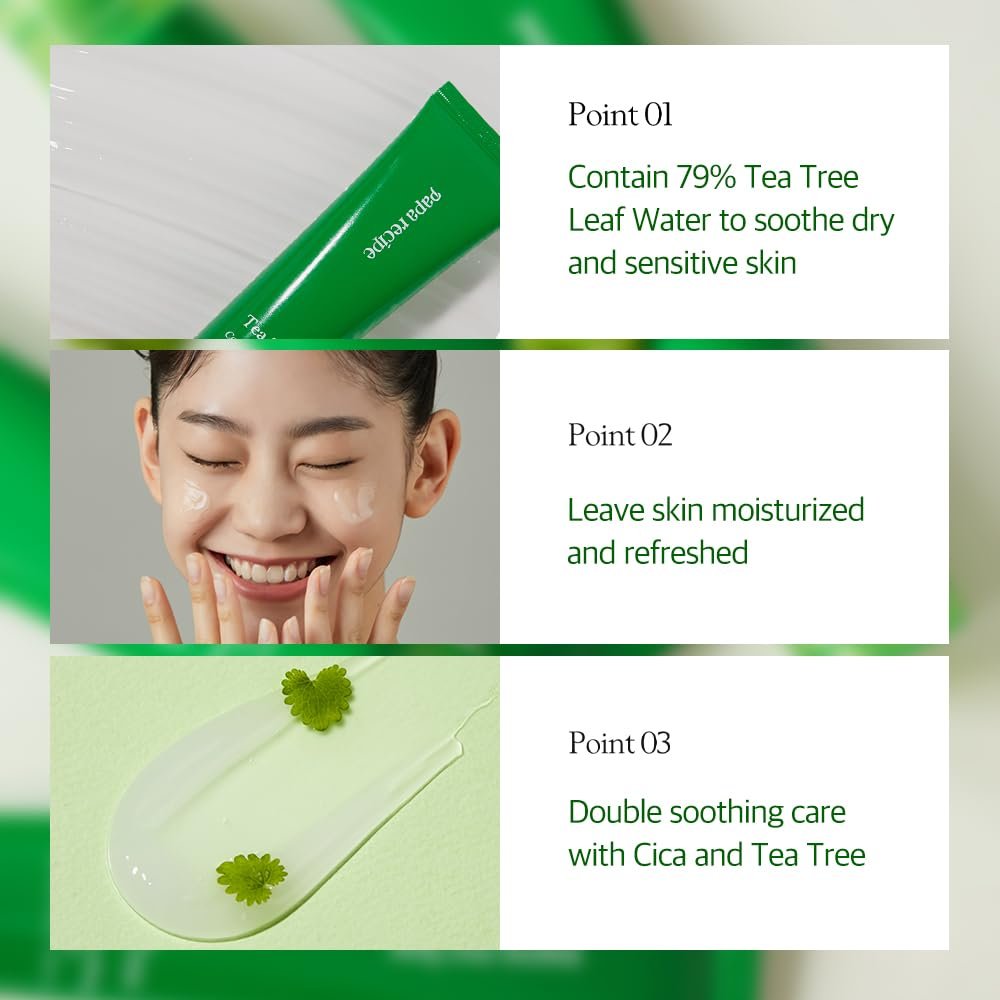 Papa Recipe Tea Tree Control Soothing Cream - Hydrating Face Moisturizer for Dry, Sensitive, Acne-Prone Skin - Oil Water Balance Care - Korean Face Cream 3.38 fl oz - görsel 7