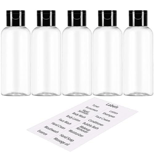 DNSEN 5 Pack 3.4 oz Travel Size Bottles TSA Approved Leak Proof Empty Refillable Liquid Containers with Labels - görsel 2