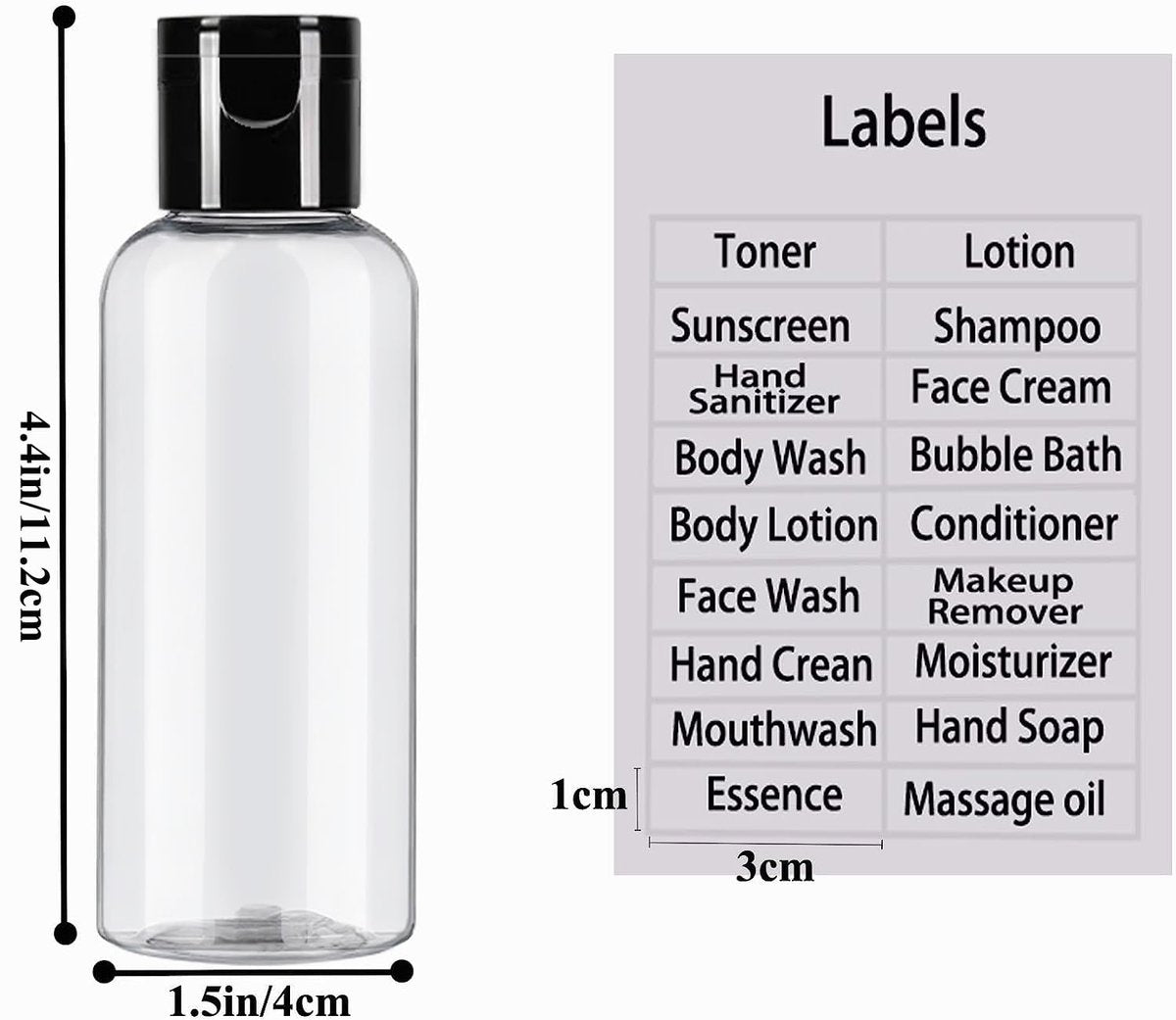 DNSEN 5 Pack 3.4 oz Travel Size Bottles TSA Approved Leak Proof Empty Refillable Liquid Containers with Labels - görsel 5