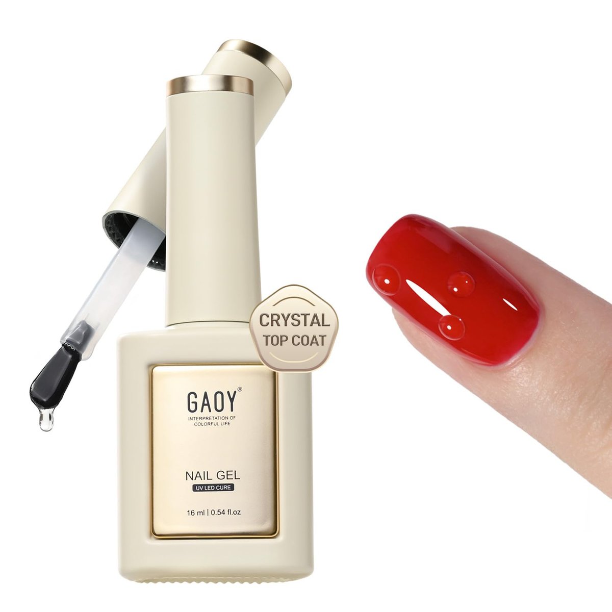 GAOY Crystal Gel Top Coat for Gel Nail Polish – 16ml No Wipe Clear Finish, High Shine, UV Light Cure for Long-Lasting Nail Art at Home - görsel 1