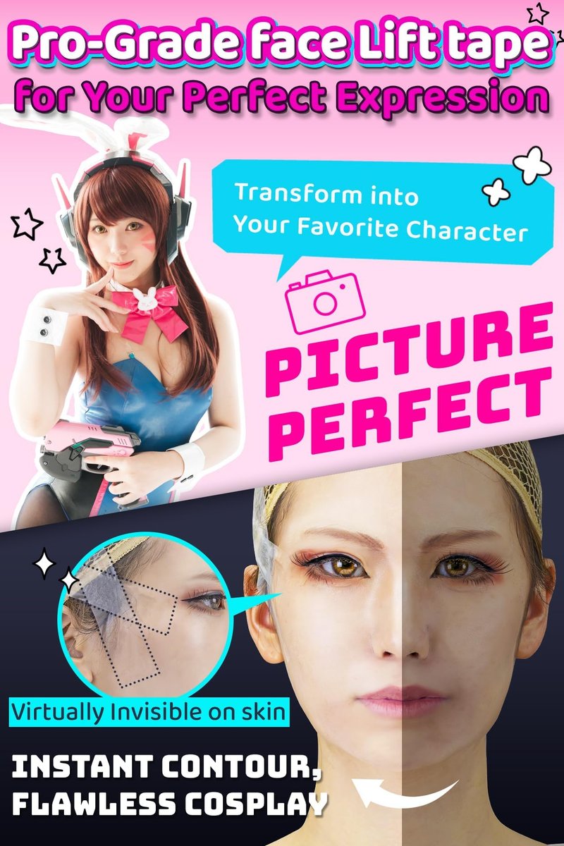 VECTill Cosplay Face Lift Up Tape – Medical-Grade Invisible Face Lifting Tape Avelisse
