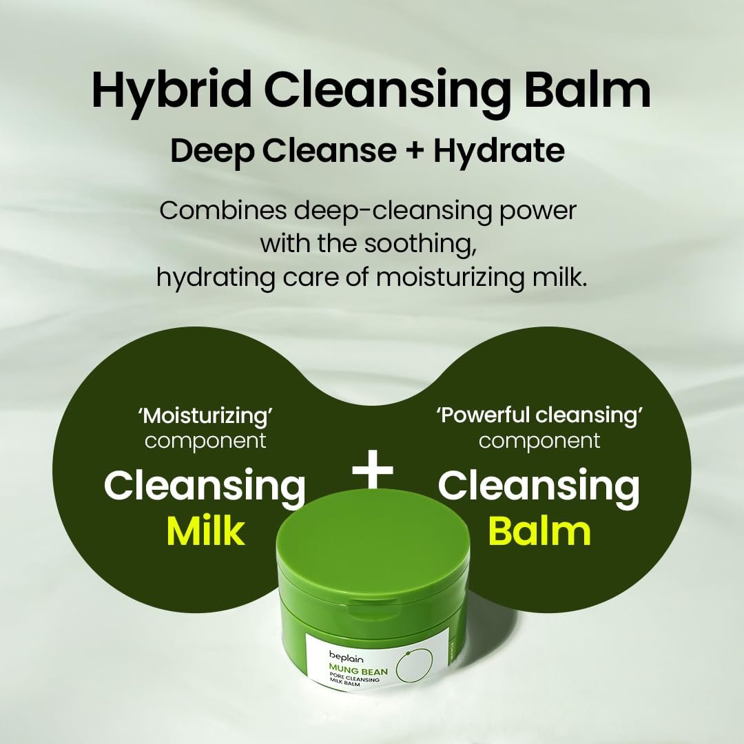beplain Mung Bean Pore Cleansing Milk Balm – Fragrance-Free Korean Makeup Remover for Sensitive Skin, 3.38 fl.oz (100ml) Avelisse