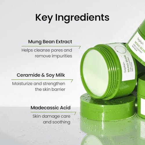 beplain Mung Bean Pore Cleansing Milk Balm – Fragrance-Free Korean Makeup Remover for Sensitive Skin, 3.38 fl.oz (100ml) Avelisse