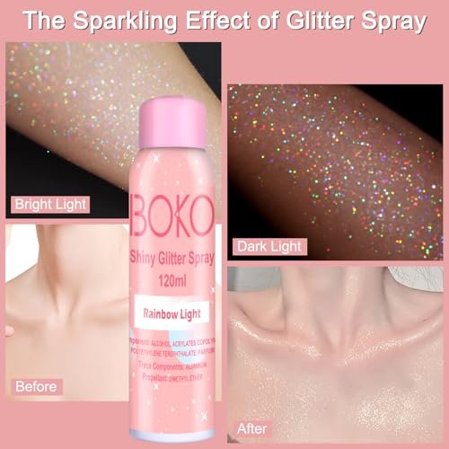 Boko Body Glitter Spray - Holographic Silver Shiny Glitter Spray for Body, Hair & Clothes | Quick-Drying Long-Lasting Festival Party Concert Rave Accessories (120ml) - görsel 6