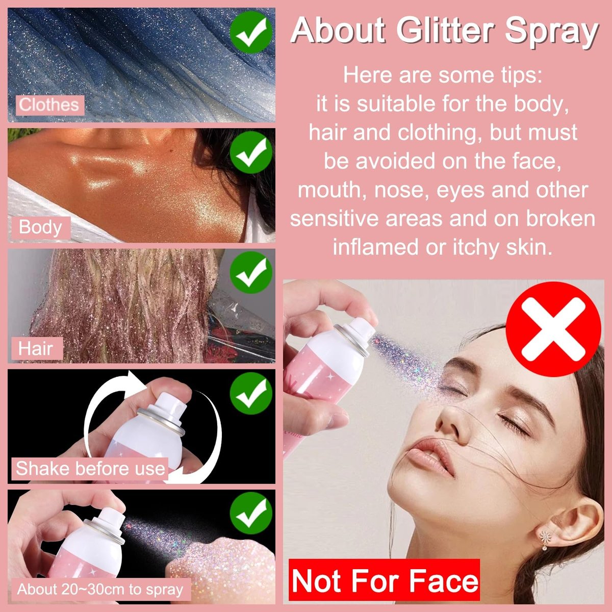 Boko Body Glitter Spray - Holographic Silver Shiny Glitter Spray for Body, Hair & Clothes | Quick-Drying Long-Lasting Festival Party Concert Rave Accessories (120ml) - görsel 11