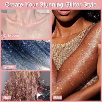 Boko Body Glitter Spray - Holographic Silver Shiny Glitter Spray for Body, Hair & Clothes | Quick-Drying Long-Lasting Festival Party Concert Rave Accessories (120ml)