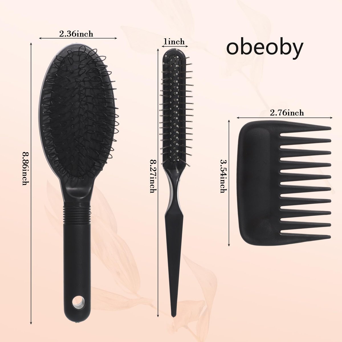 obeoby 3Pcs Wig Brush Comb Set - Loop Wig Brush, Hair Extension Brush, Wide-Tooth and Edge Combs for Human Wigs and Synthetic Extensions - görsel 3