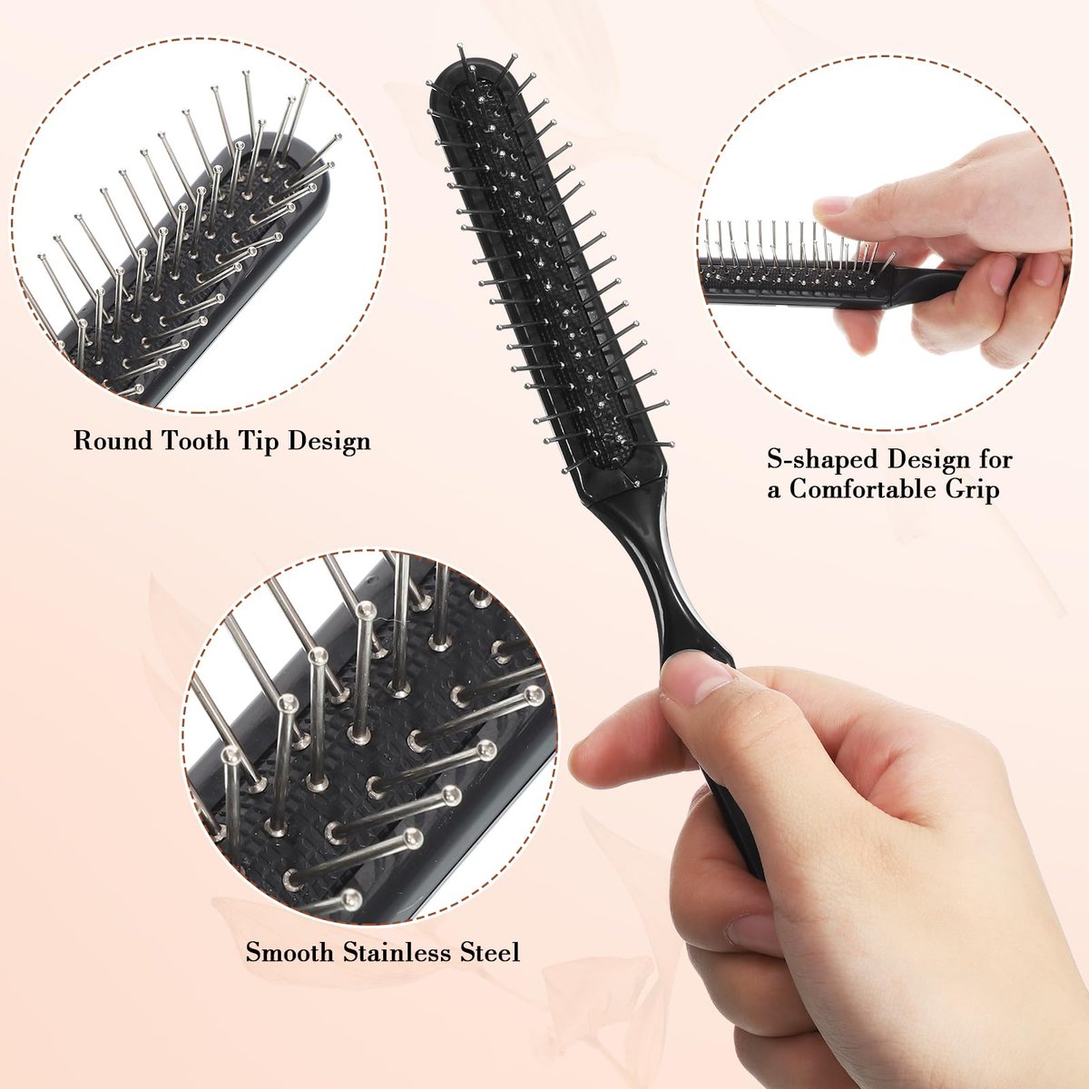 obeoby 3Pcs Wig Brush Comb Set - Loop Wig Brush, Hair Extension Brush, Wide-Tooth and Edge Combs for Human Wigs and Synthetic Extensions - görsel 7