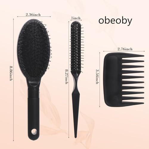 obeoby 3Pcs Wig Brush Comb Set - Loop Wig Brush, Hair Extension Brush, Wide-Tooth and Edge Combs for Human Wigs and Synthetic Extensions - görsel 4