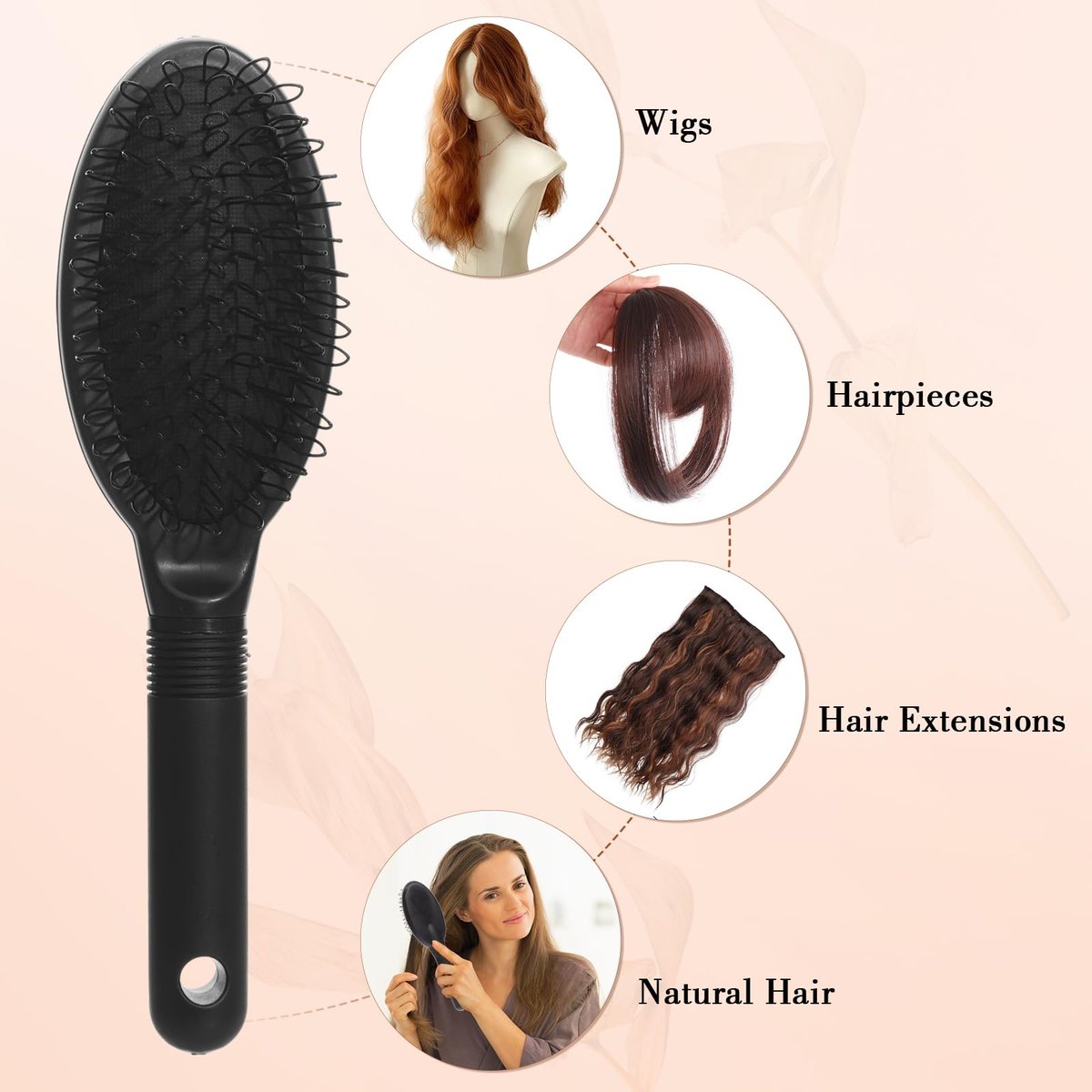 obeoby 3Pcs Wig Brush Comb Set - Loop Wig Brush, Hair Extension Brush, Wide-Tooth and Edge Combs for Human Wigs and Synthetic Extensions - görsel 9
